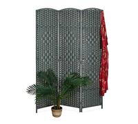 Relaxdays Biombo 3 Paneles, Separador Plegable, Madera y Cuerda de Papel, 170 x 120 cm, Variedad de Colores