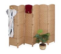 Relaxdays Biombo de 6 paneles color natural marrón claro