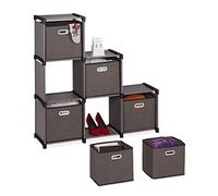 Relaxdays Estantería modular gris 6 compartimentos negro,gris