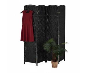 Relaxdays Biombo separador de ambientes 4 paneles negro
