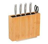 Relaxdays Bloque de cuchillos y tijeras de cocina marrón claro,negro,plata