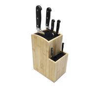 Relaxdays Bloque de cuchillos de bambú 2 pisos marrón claro,negro