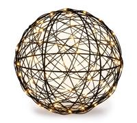 Relaxdays Bola LED Decorativa, Pilas, Esfera de Alambre Negra