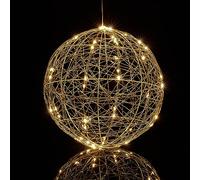 Relaxdays Bola Luces LED Decorativa, Lámpara Esfera, para Colgar o Sobremesa, Alambre, Cable Largo, Ø 30 cm, Plateado