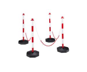 Relaxdays Bolardo de plástico con cadena blanco,rojo,negro