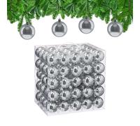 Relaxdays Bolas Árbol Navidad, Set 100, Plástico, Diseño Brillante, 6 cm, Adornos Navideños, Decoración Natal, Plateado