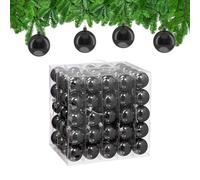 Relaxdays Bolas Árbol Navidad, Set 100, Plástico, Diseño Brillante, 6 cm, Adornos Navideños, Decoración Natal, Negro