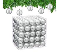 Relaxdays Bolas Árbol Navidad, Set 100, Plástico, Diseño en Mate, 6 cm, Adornos Navideños, Decoración Natal, Plateado