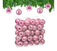 Relaxdays Bolas Árbol Navidad, Set 50, Plástico, Diseño en Mate y Brillante, 6 cm, Adornos Navideños, Decoración, Rosa