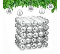 Relaxdays Bolas Árbol Navidad, Set de 100, Plástico, Diseño en Mate y Brillante, 6 cm, Adornos Navideños, Plateado