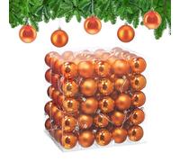 Relaxdays Bolas Árbol Navidad, Set de 100, Plástico, Diseño en Mate y Brillante, 6 cm, Adornos Navideños, Naranja