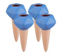 Relaxdays Bolas de Riego Arcilla, Pack de 4, Globos de Riego 6 cm Diámetro, Riego Dosificado Plantas, Terracota y Azul