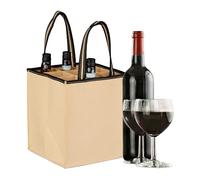 Relaxdays Bolsa 9 Botellas, Portabotellas Fieltro, Transporte de la Compra, Cerveza, Agua, 45x24x24 cm, Beige