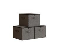 Relaxdays Bolsa de almacenaje, set de 3, 90 l, con cremallera, para ropa y ropa de cama, gris oscuro