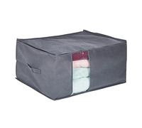 Relaxdays Bolsa de Almacenamiento, con Cremallera, para Sábanas, Ropa, Almacenaje Bajo Cama, 30 x 60 x 45 cm, Gris