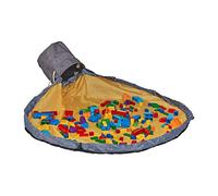 Relaxdays Bolsa Organizadora Juguetes con Manta de Juegos, Juguetero Infantil, para Niños, 30 x 32 cm, Gris y Amarillo, Algodón