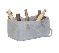 Relaxdays Bolsa para leña de fieltro con asas gris