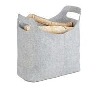 Relaxdays Bolsa para leña de fieltro gris