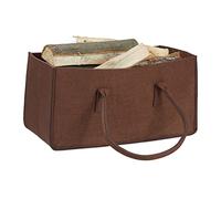Relaxdays Bolsa para Leño con Asas Largas, Fieltro, Marrón, 25x25x50 cm
