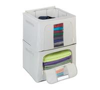 Relaxdays Bolsas de Almacenaje Ropa, Set de 2, Cajas Almacenamiento Tela, Plegables, Cremallera, 33 x 50 x 40 cm, Gris