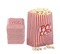 Relaxdays Bolsas Palomitas, Set de 48, a Rayas, Noche Cine, Cumpleaños Infantil, Papel, Bolsitas Retro Popcorn, Rojo/Blanco