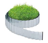 Relaxdays Borde Jardín, Bordura Césped 12 m, Delimitador Huerto Metálico, Galvanizado, Flexible, 16 cm Alto, Plateado