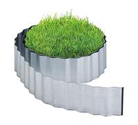 Relaxdays Borde Jardín, Bordura Césped 6 m, Delimitador Huerto Metálico, Galvanizado, Flexible, 16 cm Alto, Plateado
