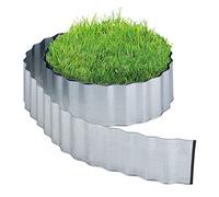 Relaxdays Borde Jardín, Bordura Césped 8 m, Delimitador Huerto Metálico, Galvanizado, Flexible, 16 cm Alto, Plateado