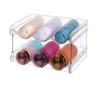 Relaxdays botellero apilable Transparente, 15x28x20 cm | organizador para nevera, 6 botellas, 2 niveles