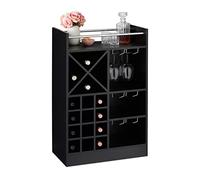 Relaxdays Botellero Grande para 22 Botellas Vino, Mueble Bar, De Pie, Aglomerado, 1 Ud., 96 x 63 x 35 cm, Negro