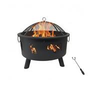 Relaxdays Brasero con protección antichispas y atizador, Acero, diseño Animal, 64 cm, Negro