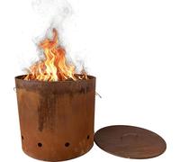 Relaxdays, brasero de acero corten, con aspecto oxidado, dimensiones: 45 x 49,5 cm, recipiente para fuego de estilo industrial con tapa, ideal para jardín, color rojo-marrón
