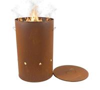 Relaxdays brasero de Acero corten con Tapa, Efecto óxido, 60x38,5 cm, para jardín, marrón Rojizo