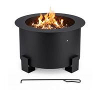 Relaxdays brasero de Baja emisión de Humo, Acero, Doble Pared, atizador, 34×56 cm, Negro