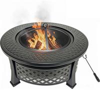 Relaxdays, brasero, diámetro del recipiente 55 cm, con protección contra chispas, gancho para colgar, acero, para uso en jardín o terraza, color