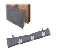 Relaxdays Burlete con estrellas bordadas blanco,gris