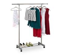 Relaxdays Burro de ropa extensible con ruedas negro,plata,gris
