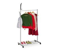 Relaxdays Burro para ropa plateado con ruedas negro,plata