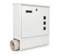 Relaxdays, buzón con Cerradura, Impermeable, para periódicos, Blanco | Montaje en pared, hierro, (Al x An x Fon): 12,5 x 41 x 35 cm