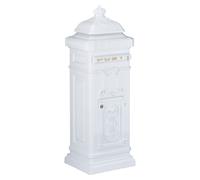 Relaxdays, buzón de pared de estilo antiguo, diseño británico, aluminio resistente a la corrosión, dimensiones (alto x ancho x profundidad): 101 x 34,5 x 31 cm, buzón de pie, color blanco