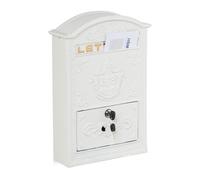 Relaxdays Buzón exterior retro con adornos blanco,oro