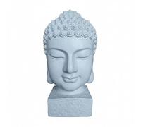 Relaxdays Cabeza de Buda 70x45x45 cm - decoración Zen salón/jardín, Resistente a la Intemperie y heladas, Blanca