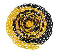Relaxdays Cadena de Plástico para Señalización, Barrera Obras, Valla Aparcamientos, Colas, 50 m, Negro y Amarillo