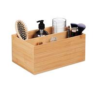 Relaxdays Caja almacenaje bambú 2 espacios largos marrón claro