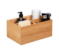 Relaxdays Caja almacenaje 4 compartimentos bambú marrón claro