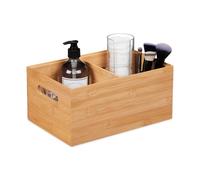 Relaxdays Caja almacenaje bambú asas 2 espacios marrón claro