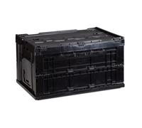 Relaxdays Caja almacenaje con tapa negro