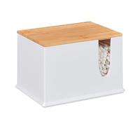 Relaxdays Caja Bastoncillos de Algodón, Acrílico, Cajita con Tapa, Dispensador para Palitos Oídos, Blanco/Natural