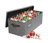 Relaxdays Caja bolas de Navidad, 96 unidades, 26 x 66,5 x 33 cm, poliéster y cartón, gris