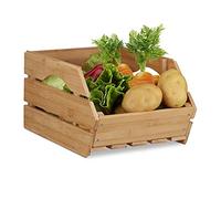 Relaxdays Caja almacenaje de madera marrón claro